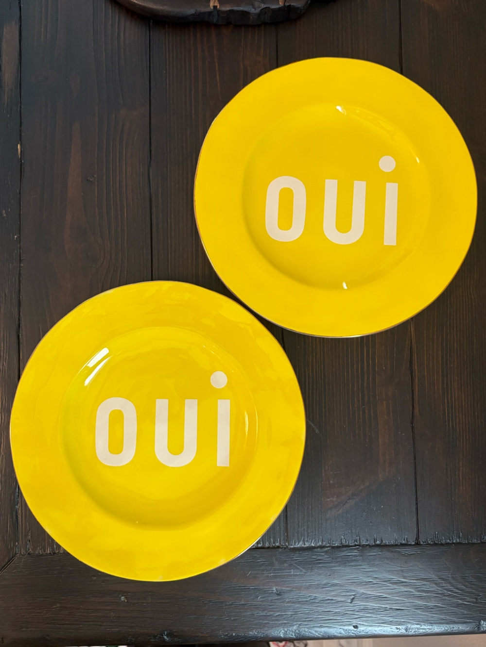 Clare V yellow oui 8.5” plates set of 2 NWT
